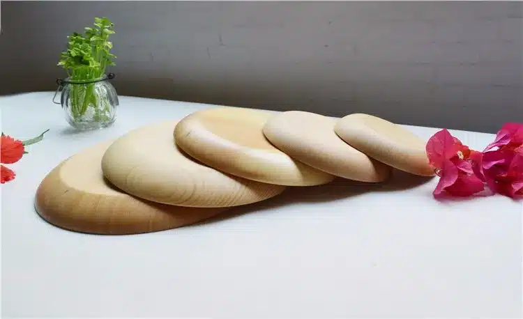 Round Wooden Dinner Plate Party Serving Tray Small Dishes Cake Plate Fir Wood Tableware Kitchen Accessories Japan Style 13