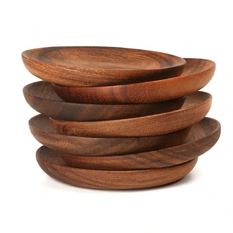 2Pcs Round Wooden Plates Small Wood Plate Set Cake Dessert Fruit Serving Tray Sushi Plate Wooden Kitchen Utensils Dinnerware Set 9