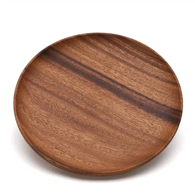 2Pcs Round Wooden Plates Small Wood Plate Set Cake Dessert Fruit Serving Tray Sushi Plate Wooden Kitchen Utensils Dinnerware Set 13