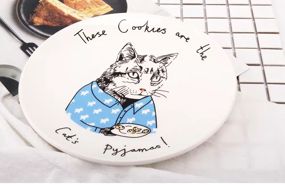 8inch Rabbit Animals Ceramic Cake Plate White Round Plates Dishes Ring Butter Dish Serving Platter Home Dinnerware Decoration 13