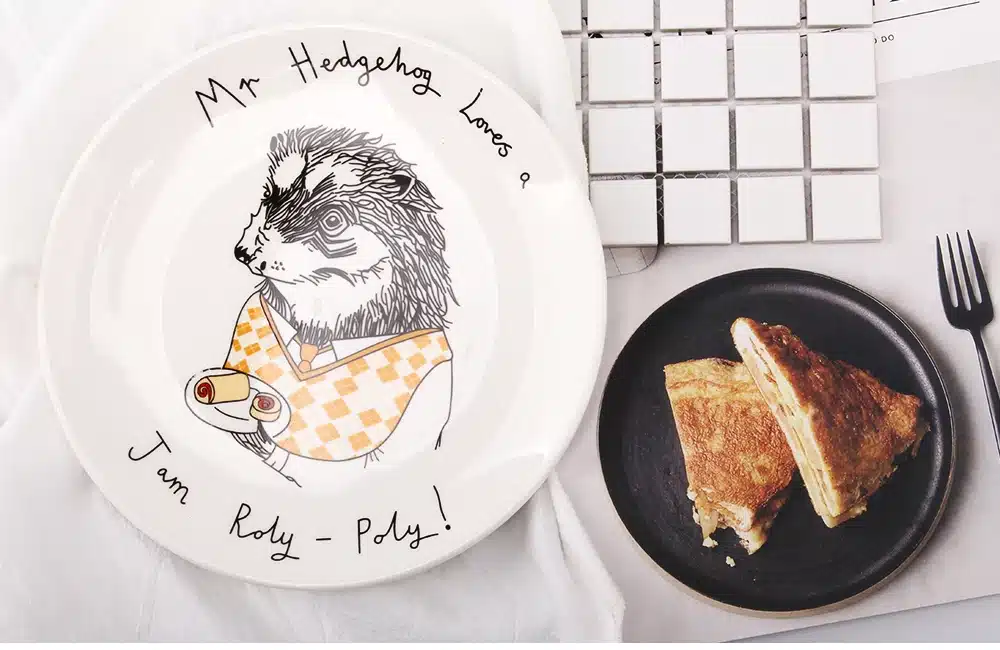 8inch Rabbit Animals Ceramic Cake Plate White Round Plates Dishes Ring Butter Dish Serving Platter Home Dinnerware Decoration 14