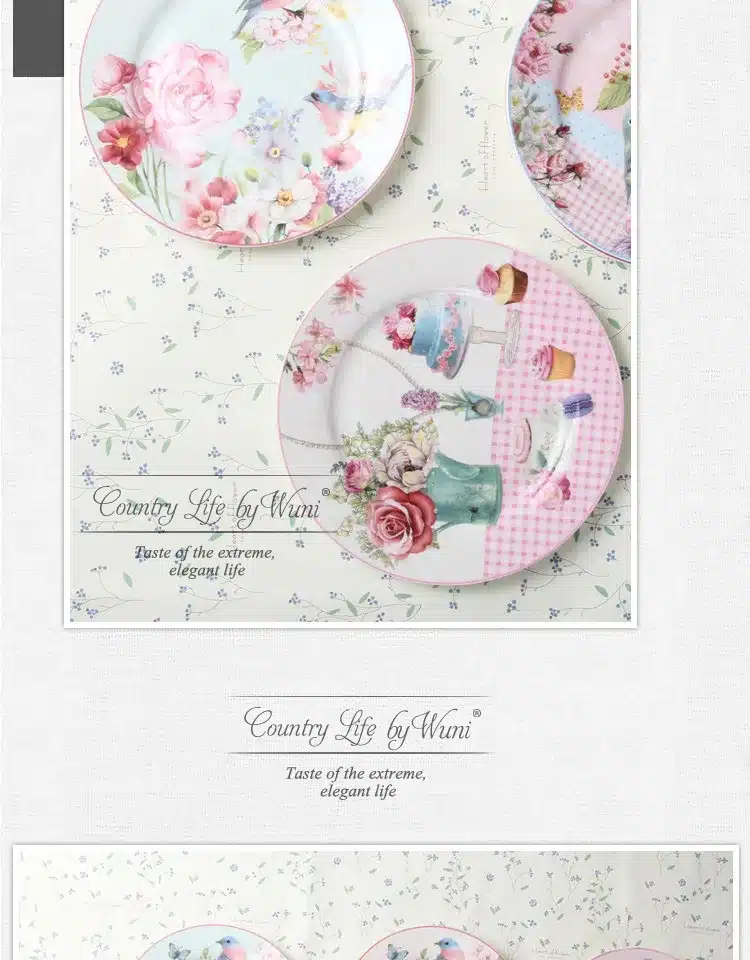 Europe Rural Bone Dishes And Plates Porcelain Dessert Dish Cake Tray Ceramic Tableware Steak Dinner Plate Decoration 14