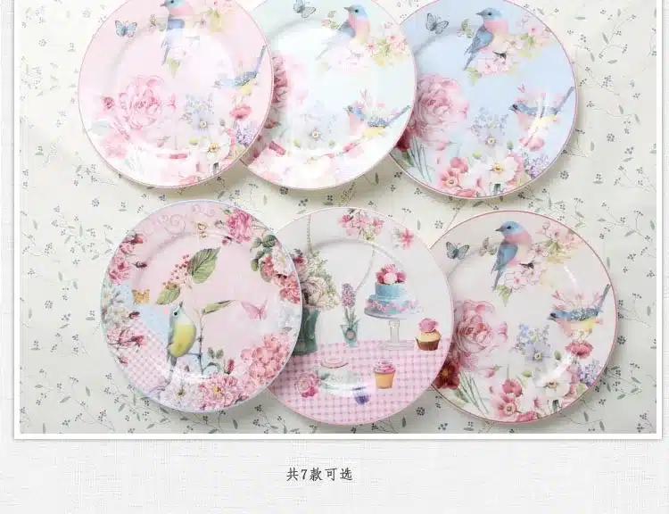 Europe Rural Bone Dishes And Plates Porcelain Dessert Dish Cake Tray Ceramic Tableware Steak Dinner Plate Decoration 20