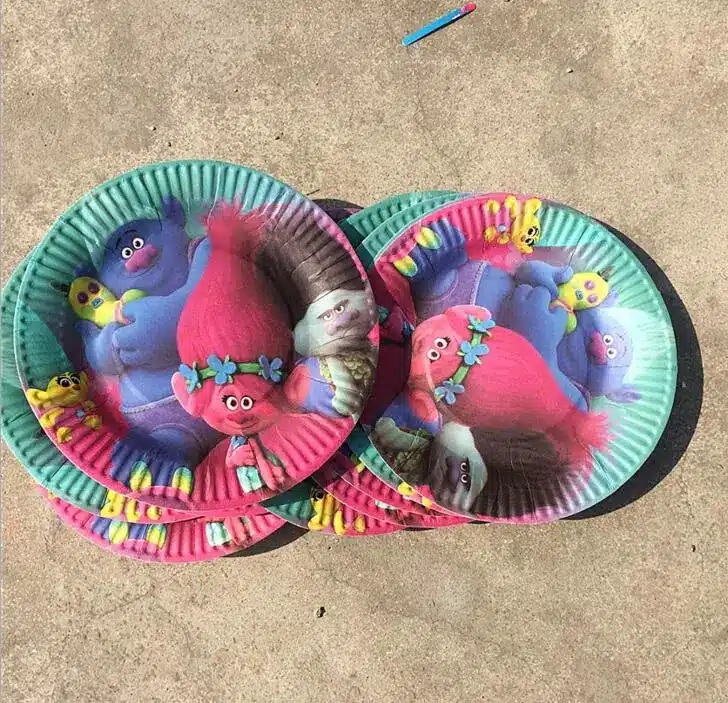 7inch 10pcs/lot Party environmental protection food grade paper plate trolls magic hair wizard pattern children's birthday 7