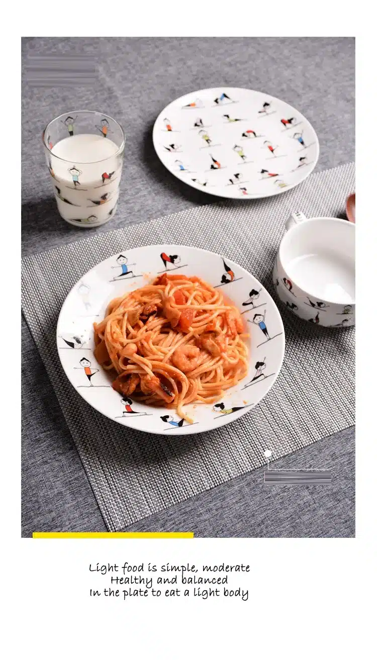 Yoga girls Bone Tableware Set Bowl Househol Plate Bowl Double Ear Bowl Bowl Glass Cup Christmas Gift Free Shipping 6