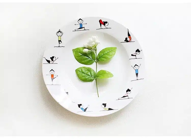 Yoga girls Bone Tableware Set Bowl Househol Plate Bowl Double Ear Bowl Bowl Glass Cup Christmas Gift Free Shipping 18