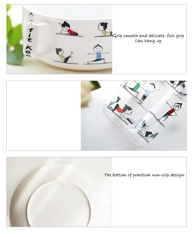Yoga girls Bone Tableware Set Bowl Househol Plate Bowl Double Ear Bowl Bowl Glass Cup Christmas Gift Free Shipping 20
