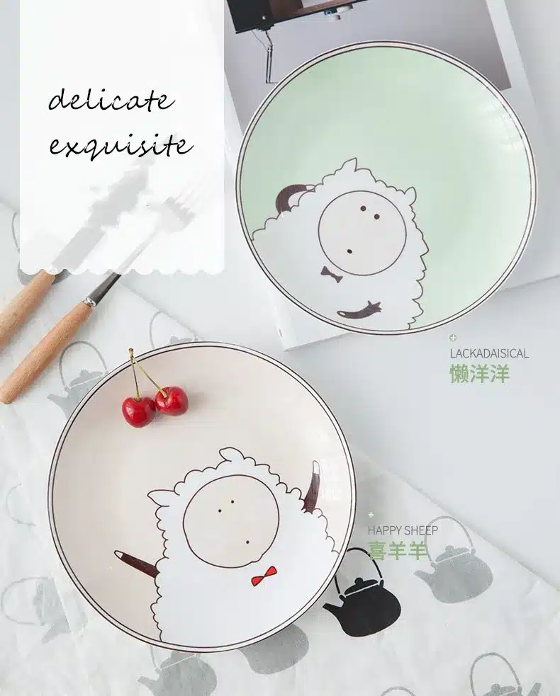 8 inch Bone Dinner Plate Round Porcelain Tableware Creative Children Dinner Breakfast Dessert Dish Small Animal Pattern 9
