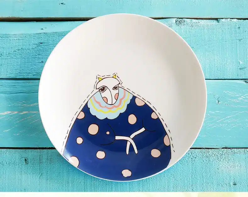 8 inch Bone Dinner Plate Round Porcelain Tableware Creative Children Dinner Breakfast Dessert Dish Small Animal Pattern 26