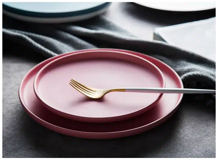 Lekoch Ceramic Dinner Plates Beef Plate Tableware Round Solid Color Dessert Dish Simple and Creative Salad Cutter Dishes 9