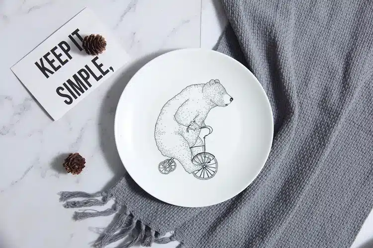 Ceramic 8 Inch Cartoon Plate 4 Patterns Available Simple Dish Dinner Plates Porcelain Dishes Sushi plate Rice Noodle Dinnerware 4