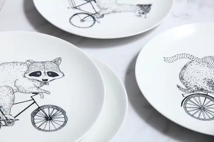Ceramic 8 Inch Cartoon Plate 4 Patterns Available Simple Dish Dinner Plates Porcelain Dishes Sushi plate Rice Noodle Dinnerware 5