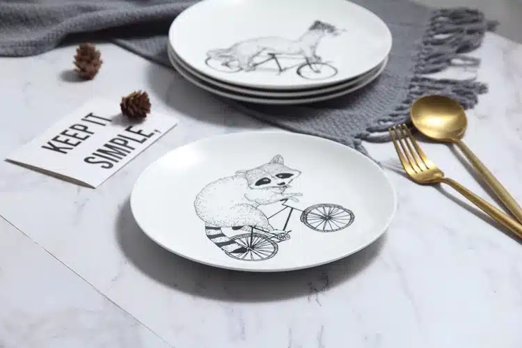 Ceramic 8 Inch Cartoon Plate 4 Patterns Available Simple Dish Dinner Plates Porcelain Dishes Sushi plate Rice Noodle Dinnerware 6