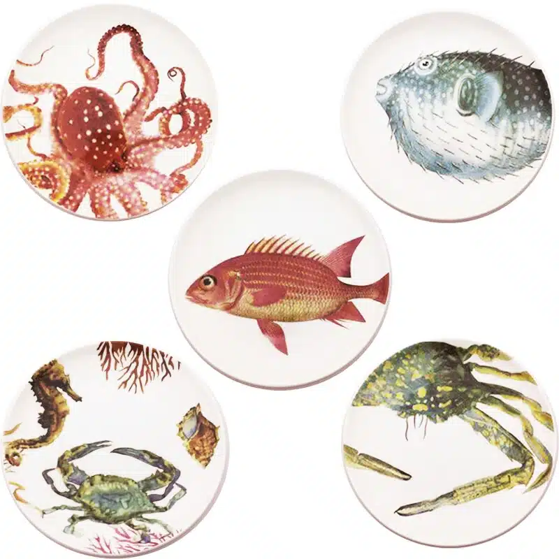 Special Ocean Animals Edible Hand-painted Falt Plate Ceramic Dinner Dish Cartoon Porcelain Dinnerware Decoration Dinner Plate 13