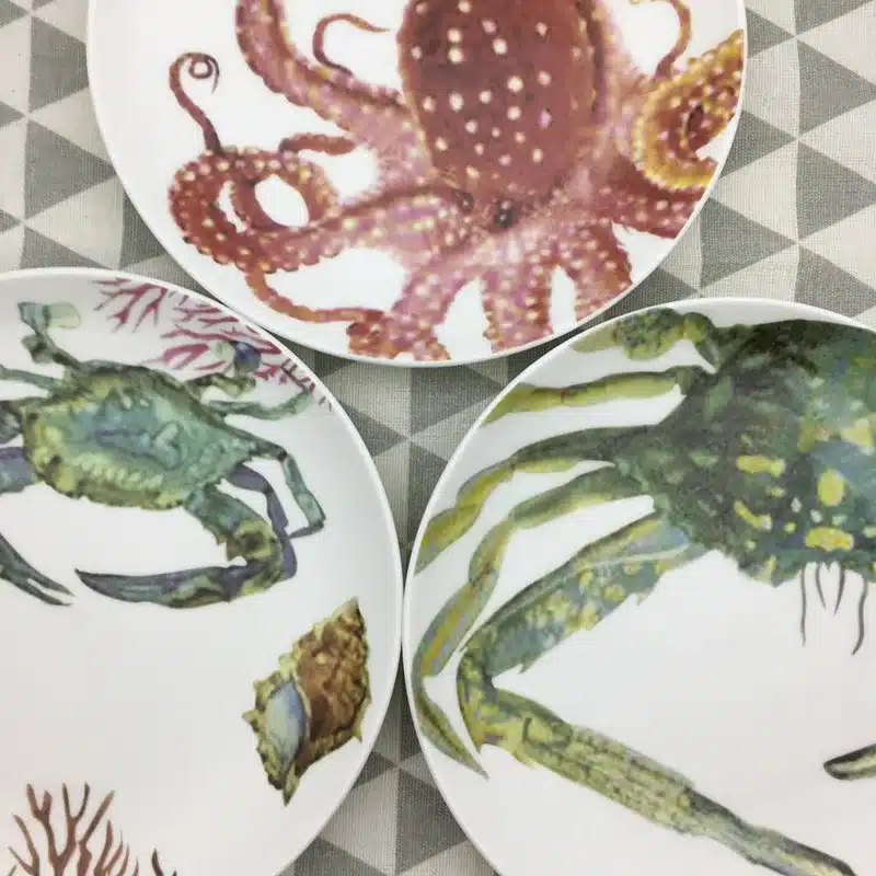 Special Ocean Animals Edible Hand-painted Falt Plate Ceramic Dinner Dish Cartoon Porcelain Dinnerware Decoration Dinner Plate 18
