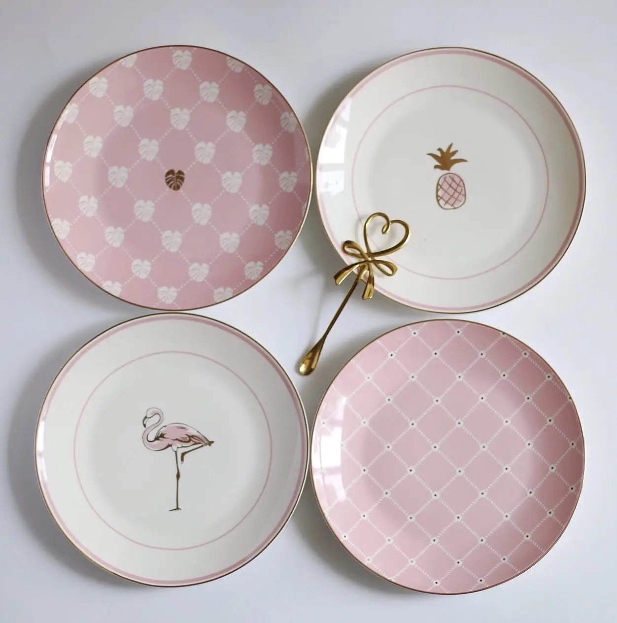 Gold Inlay Ceramic Plates Food Dishes Cookie Dessert Plate dinner plate snack tray dinnerware set 9