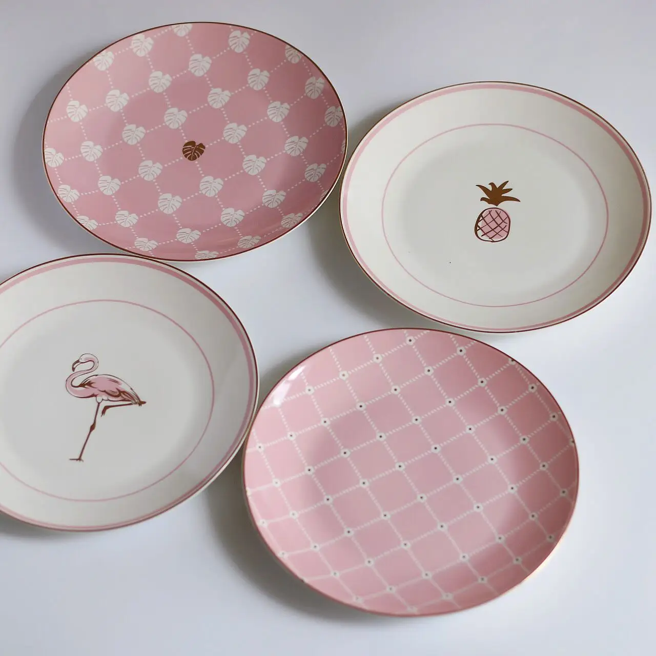 Gold Inlay Ceramic Plates Food Dishes Cookie Dessert Plate dinner plate snack tray dinnerware set 10