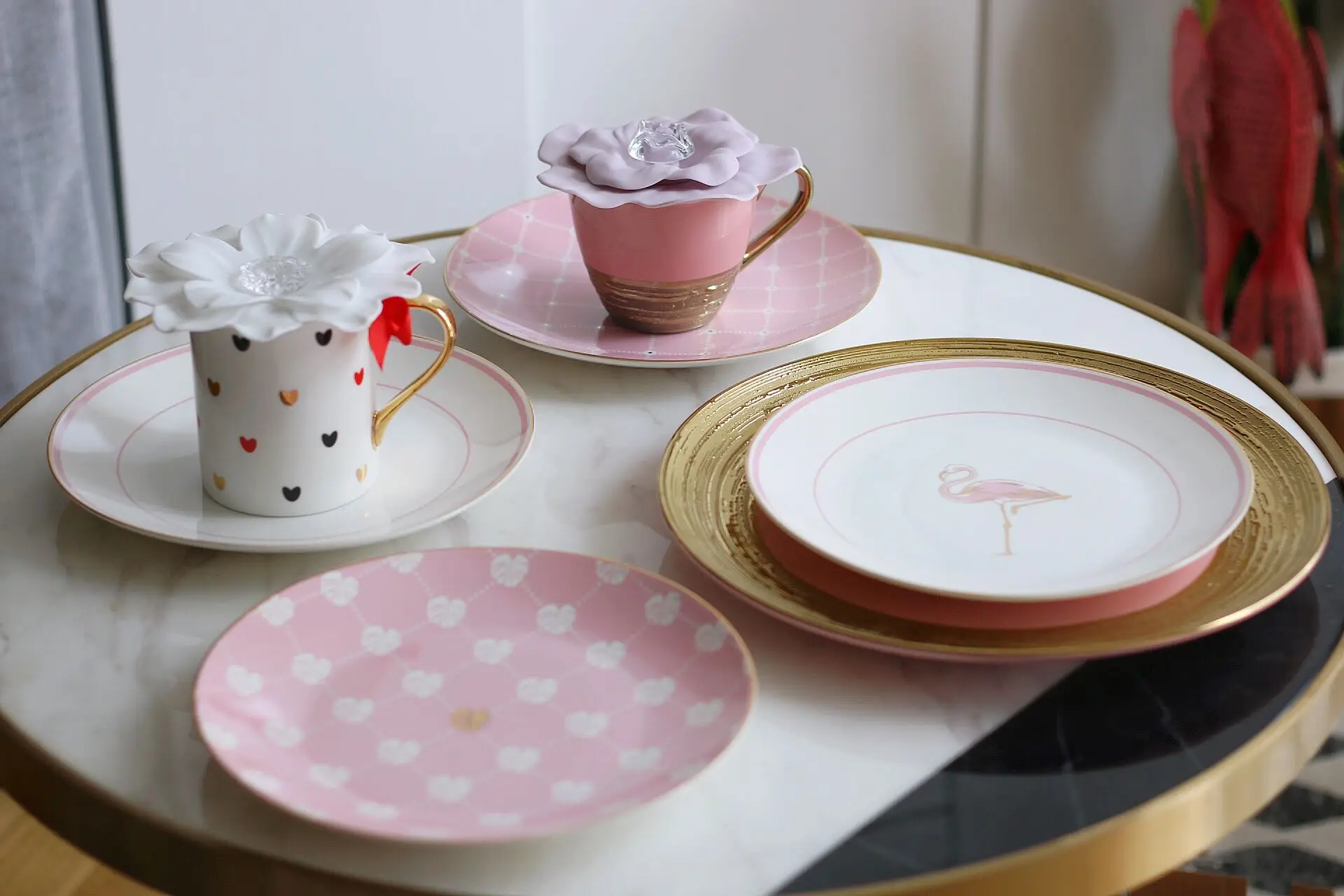 Gold Inlay Ceramic Plates Food Dishes Cookie Dessert Plate dinner plate snack tray dinnerware set 14
