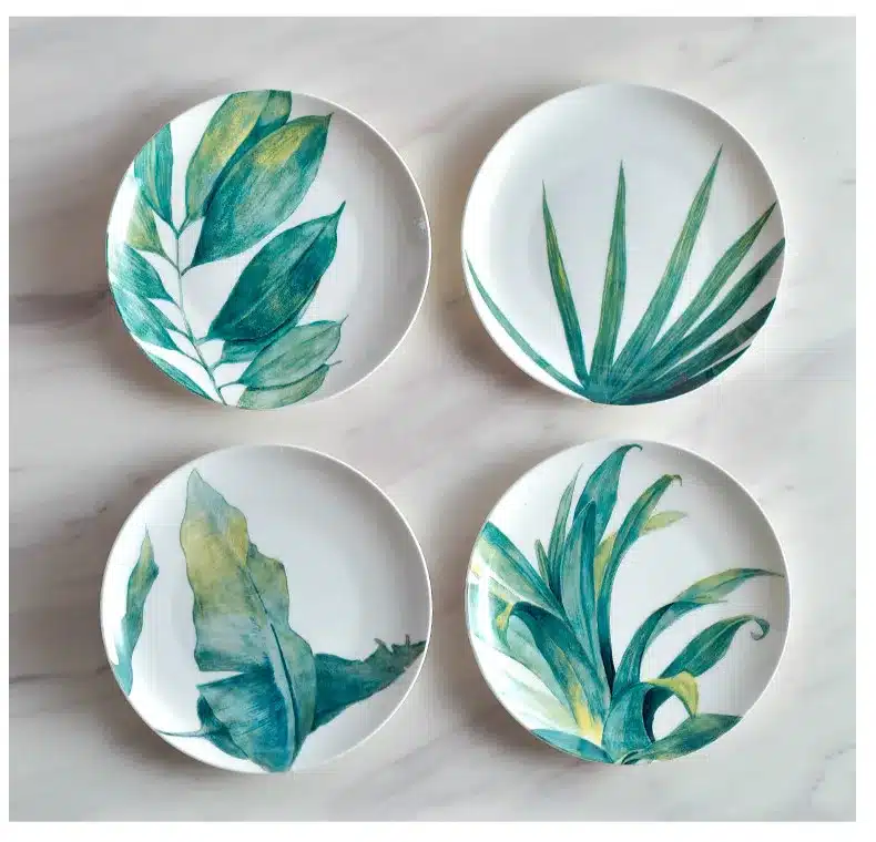 Creative Ceramic Tableware Porcelain Plate Plant Leaves Bone Plate Kitchen Morning Snack Dinner Plate 13