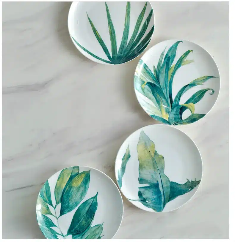 Creative Ceramic Tableware Porcelain Plate Plant Leaves Bone Plate Kitchen Morning Snack Dinner Plate 15