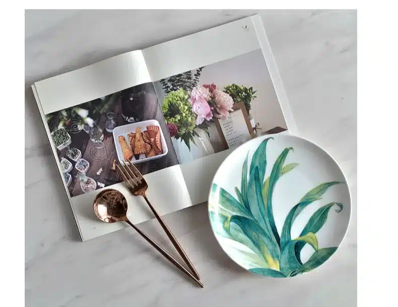 Creative Ceramic Tableware Porcelain Plate Plant Leaves Bone Plate Kitchen Morning Snack Dinner Plate 17