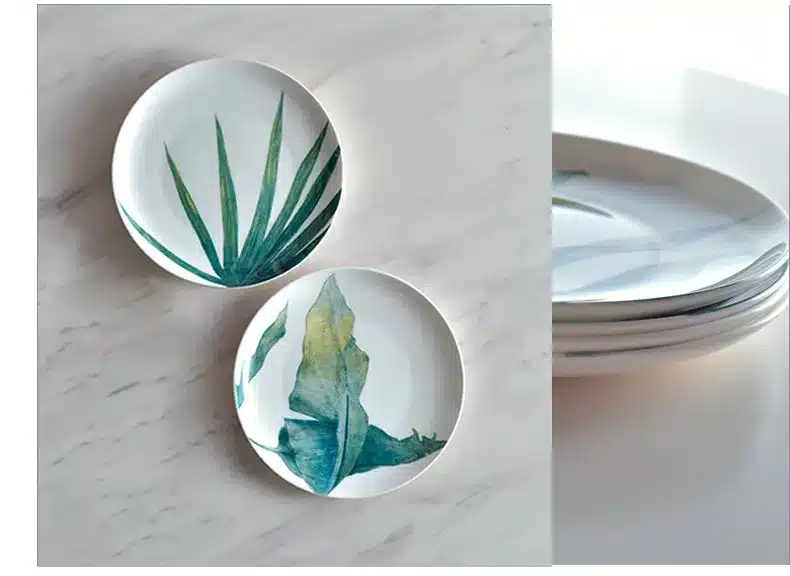 Creative Ceramic Tableware Porcelain Plate Plant Leaves Bone Plate Kitchen Morning Snack Dinner Plate 18
