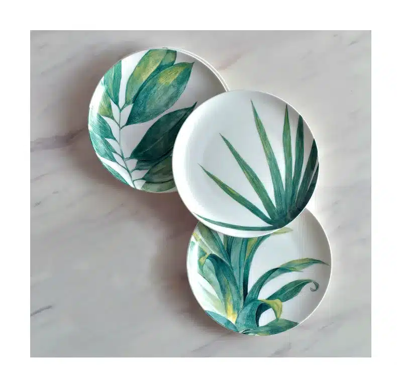 Creative Ceramic Tableware Porcelain Plate Plant Leaves Bone Plate Kitchen Morning Snack Dinner Plate 19