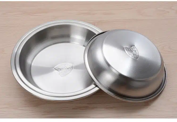 IRONX Eco-Friendly 304 Stainless steel dinner plates round family fruit dessert plate serving tray frosted polishing 1 PCS 7