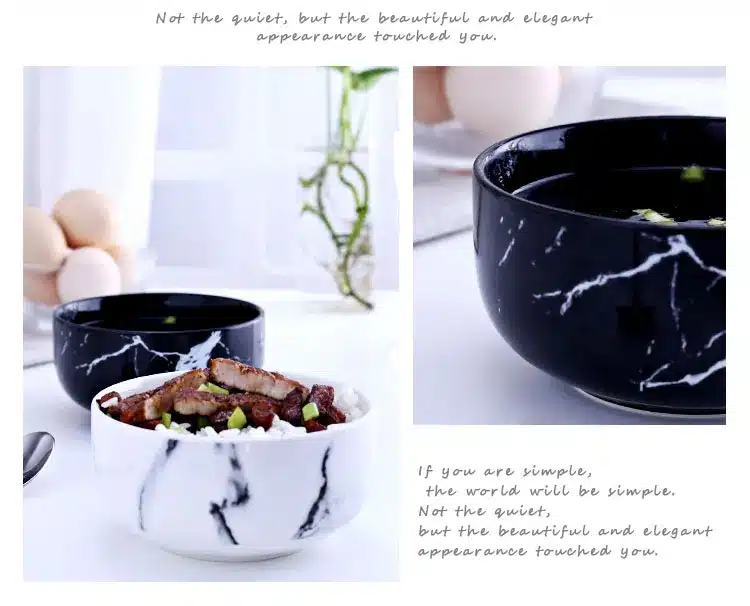 14 Ounce Creative Design Marble Grain Ceramic Rice Bowls Porcelain Noodle Cereal Soup Bowl Dinnerware Home Decoration Tableware 18