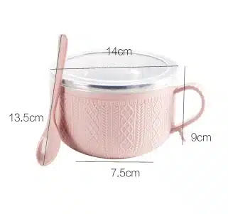 Large stainless steel bowl of instant noodles to eat rice bowl with lid, household utensils soup bowl rice bowl 16