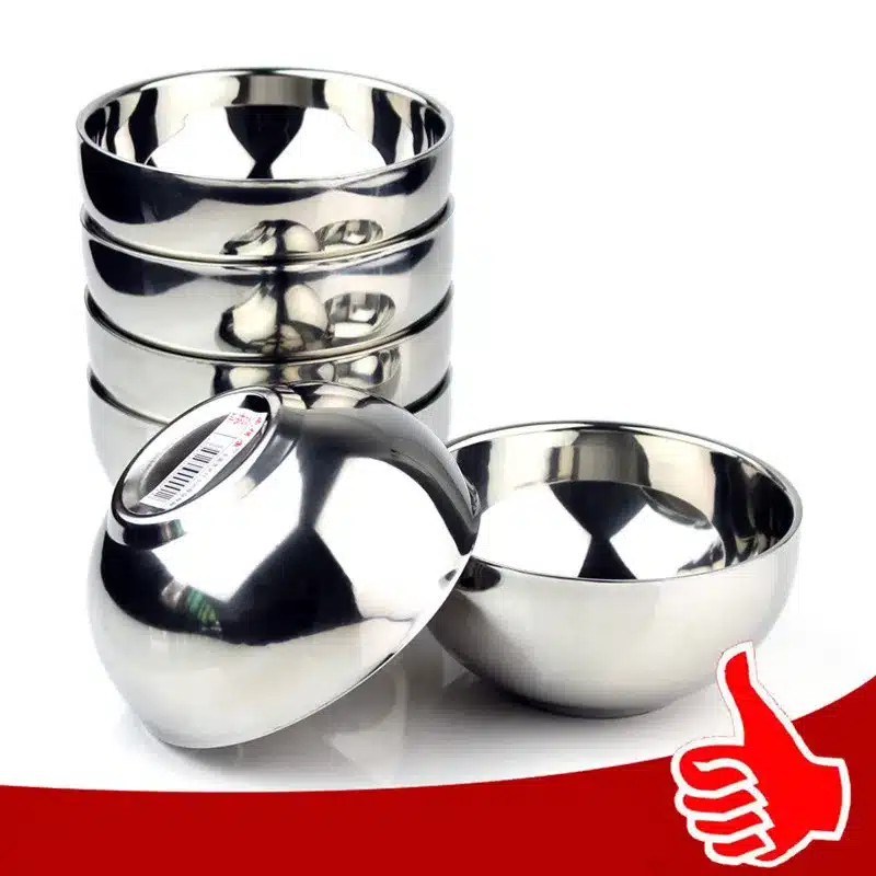 Quality 5Pcs stainless steel double-insulated home rice soup bowl anti-hot Kids food container 12/14/16/18cm Japanese tableware 5