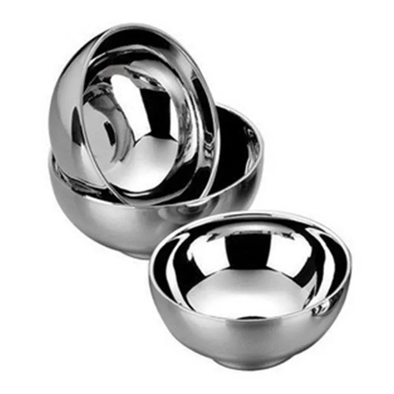 Quality 5Pcs stainless steel double-insulated home rice soup bowl anti-hot Kids food container 12/14/16/18cm Japanese tableware 7