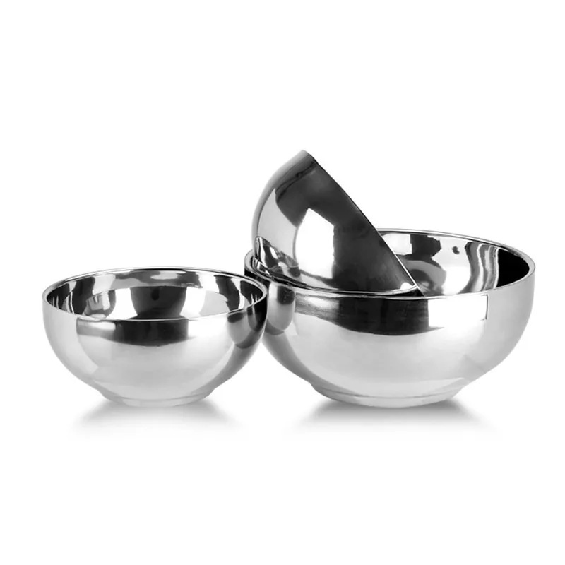 Quality 5Pcs stainless steel double-insulated home rice soup bowl anti-hot Kids food container 12/14/16/18cm Japanese tableware 8