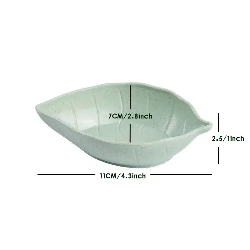 CARRYWON Small Bowl Leaves Shape Baby Kids Dish Bowl Wheat Straw Soy Sauce Dish Rice Bowl Plate Food Container Mixing Soup Bowl 16