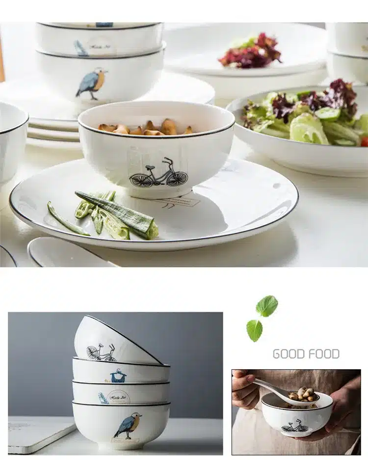 4Pce Simple Tableware Rice Soup Bowls 4inch Children's Rice Bowls Household Personality Ceramics Round Bowl Kitchen Dinnerware 10