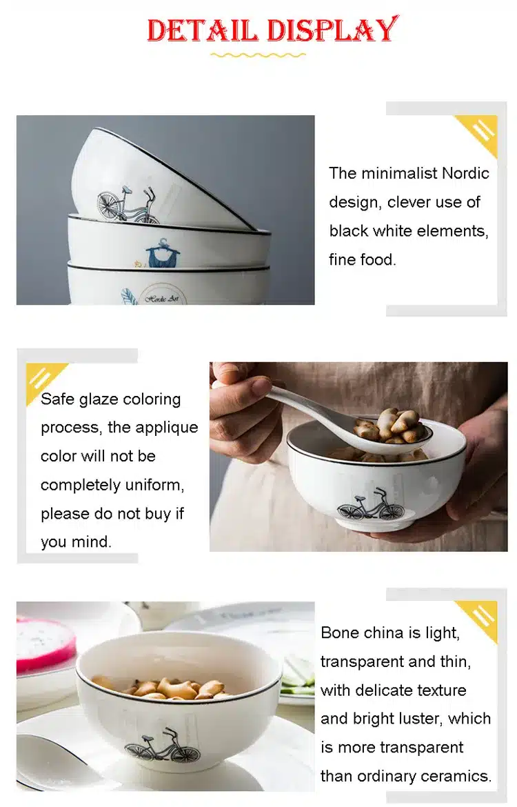 4Pce Simple Tableware Rice Soup Bowls 4inch Children's Rice Bowls Household Personality Ceramics Round Bowl Kitchen Dinnerware 13