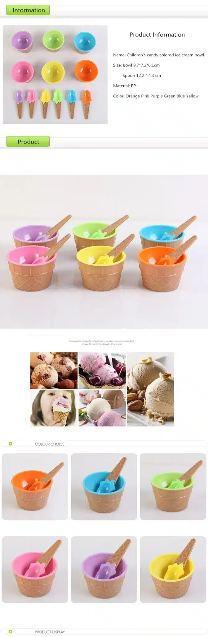 XUNZHE 1Set Cute Candy Color Children Ice Cream Mini Bowls Kids Round Rice Soup Bowl Kitchen Utensil Food Container Dessert Bowl 1