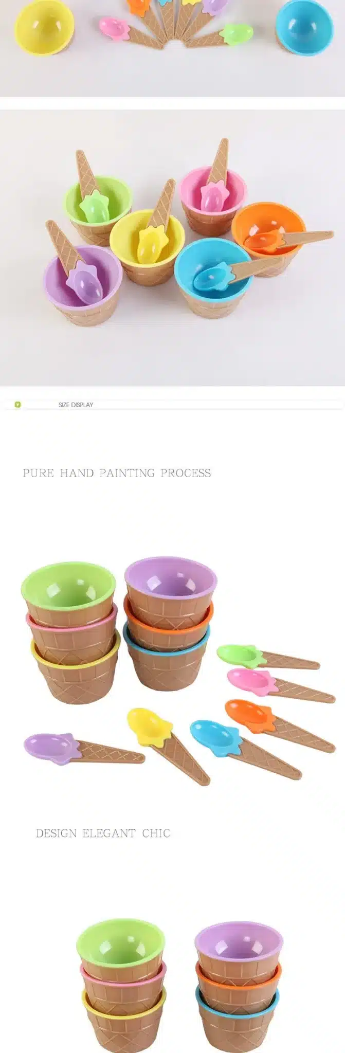 XUNZHE 1Set Cute Candy Color Children Ice Cream Mini Bowls Kids Round Rice Soup Bowl Kitchen Utensil Food Container Dessert Bowl 3