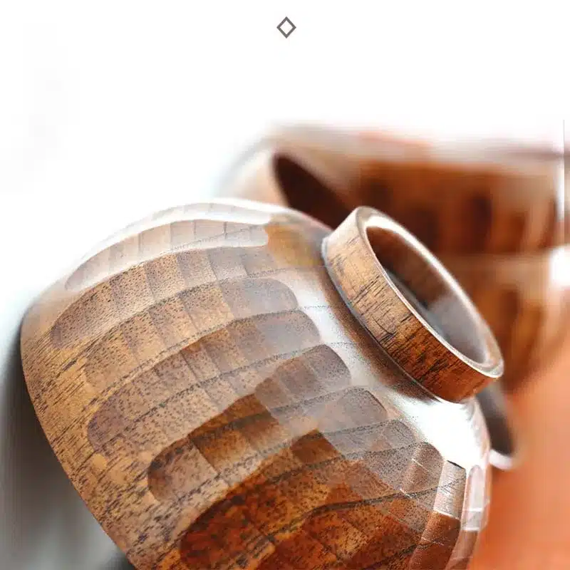 Japanese Style Big Rice Soup Bowl Rhombus Pattern Food Container Non-Toxic Healthy Material 100% Natural Wood Tableware Tray 16