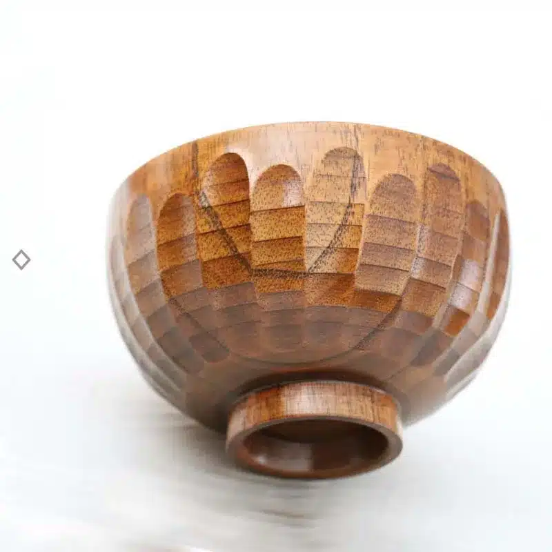 Japanese Style Big Rice Soup Bowl Rhombus Pattern Food Container Non-Toxic Healthy Material 100% Natural Wood Tableware Tray 17