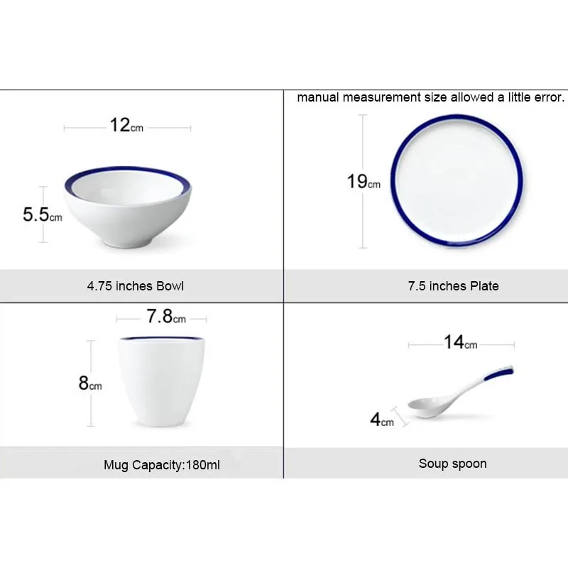 4 Pcs Set Simple Modern Hotel Kitchen Dinnerware Accessories 1 Person Dinner Set Creative Tableware Ceramic Mug Spoon Plate Bowl 2
