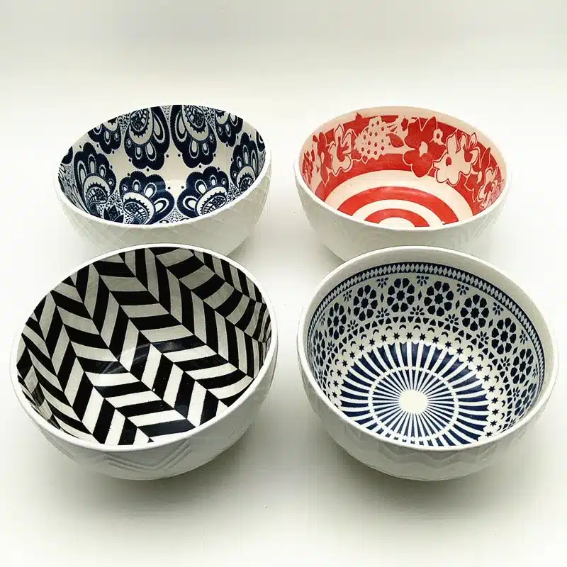 Relievo Hand-Painted Ceramic Salad Rice Bowl Food Containers Fast Food Tray Big Soup Bowl Lunch Box Dinnerware Set Tableware 1pc 18