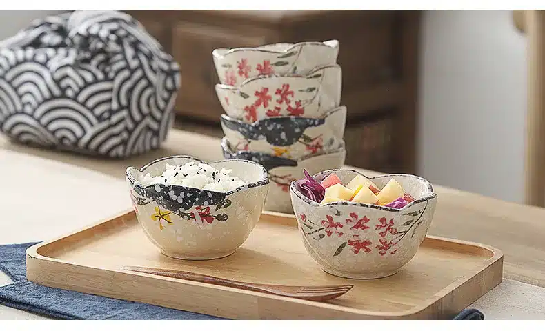 Porcelain Tableware Ceramic Big Soup Bowl Rice Bowl Hand-Painted Plum Flowers Ceramic Bowl Japanese Microwave Oven Tableware 12