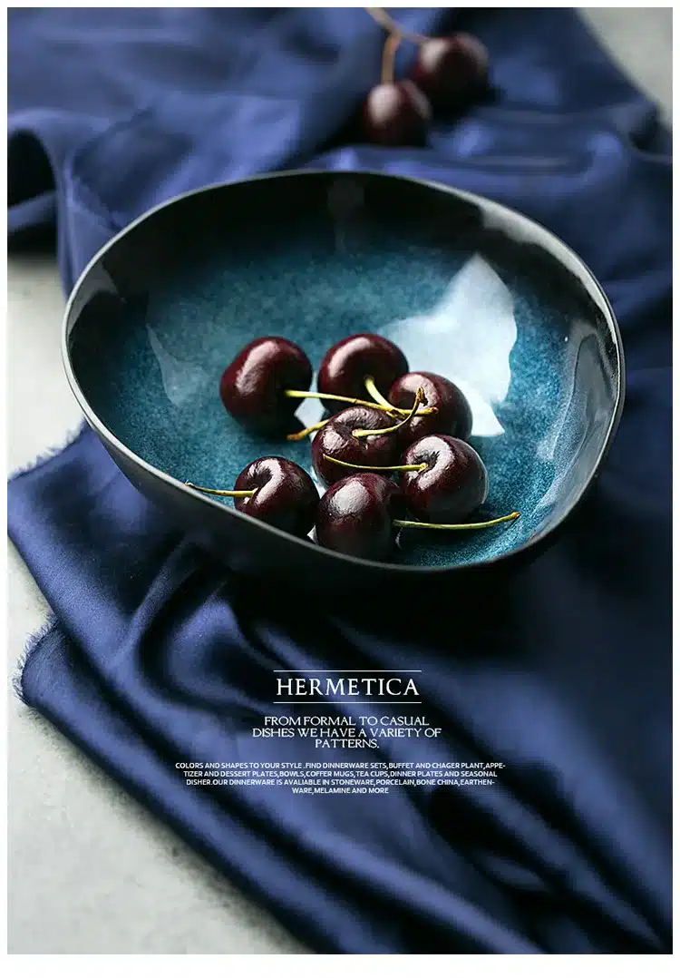 high quality big soup irregular noodle bowl ceramic fruit bowl sim blye star view 6