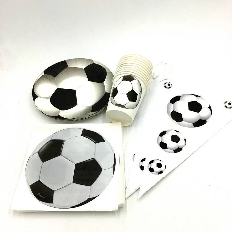 80Pcs Football Tableware Sets Party Celebration Kid Decoration Supplies Napkin Flags TableCloth Cup Paper Plate Birthday Party 9