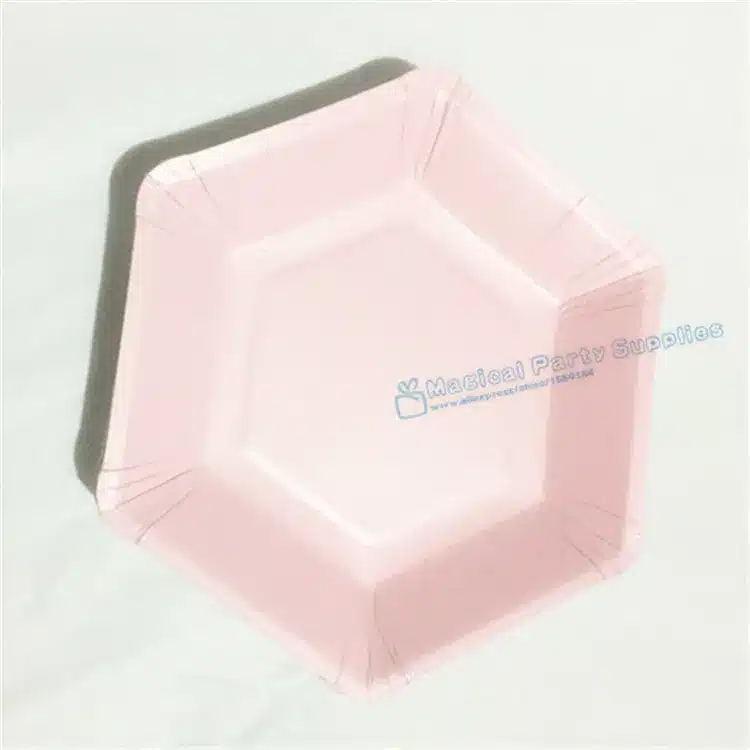 Free Shipping 24pcs Colorful Paper Plates Hexagon Shape Dessert Dishes 7 In Birthday Party Bridal Shower Modern Party Supplies 6