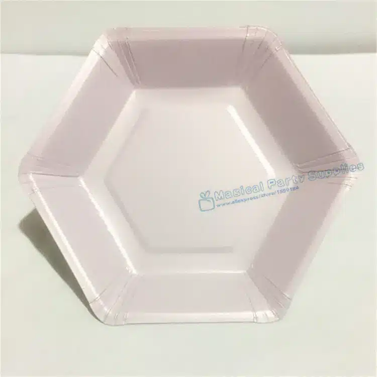 Free Shipping 24pcs Colorful Paper Plates Hexagon Shape Dessert Dishes 7 In Birthday Party Bridal Shower Modern Party Supplies 7