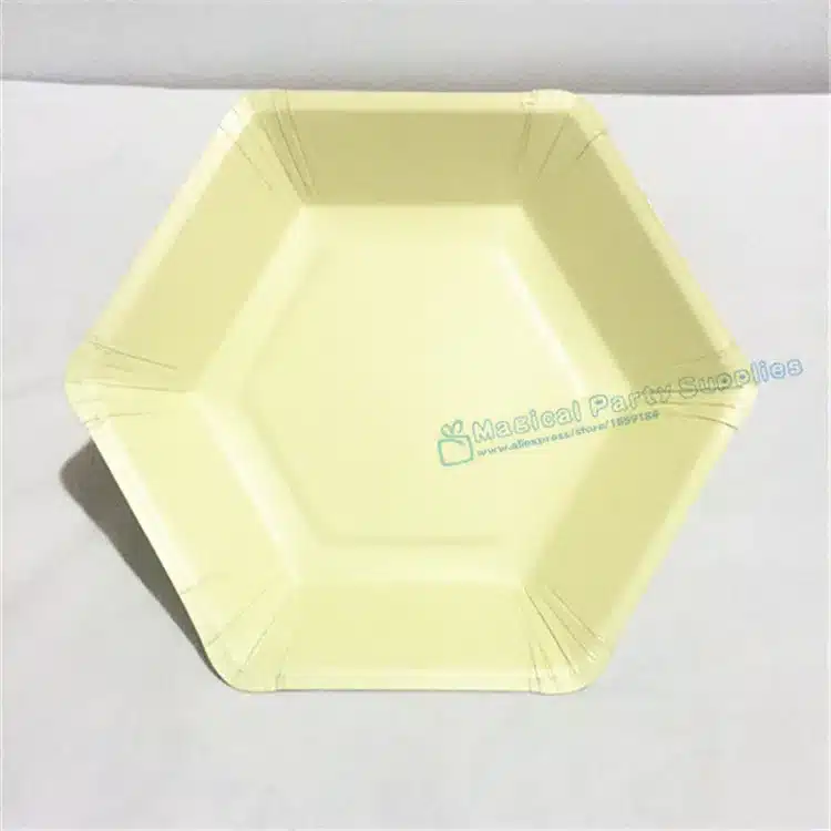 Free Shipping 24pcs Colorful Paper Plates Hexagon Shape Dessert Dishes 7 In Birthday Party Bridal Shower Modern Party Supplies 10