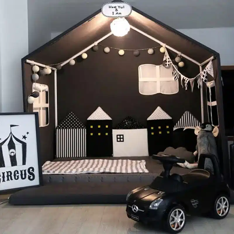 KAMIMI Cute Baby Bed fence 4 pieces a set lovely Sponge house Bed fence baby bed set safe protection 6