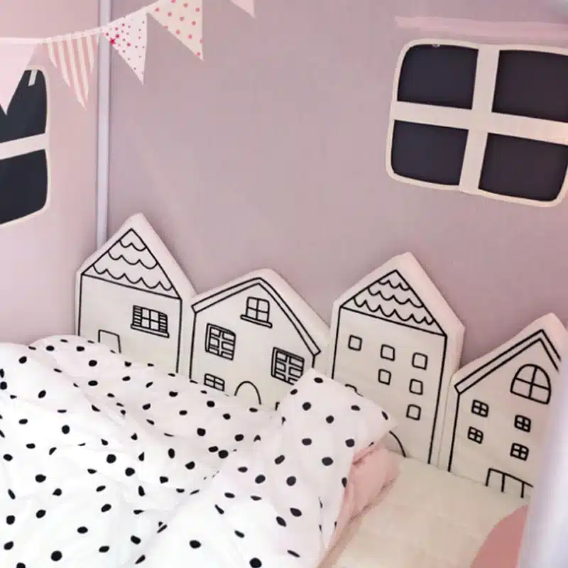 KAMIMI Cute Baby Bed fence 4 pieces a set lovely Sponge house Bed fence baby bed set safe protection 9